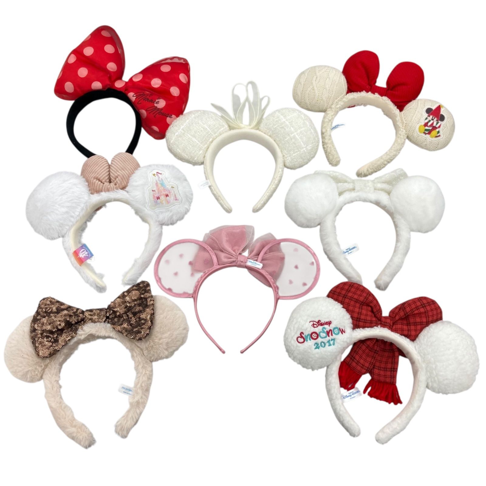 186001 Disney ディズニー カチューシャ 白 赤 8点 まとめ売り セット