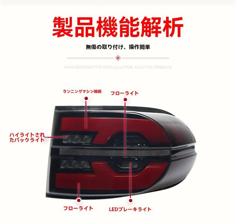トヨタ FJクルーザー 07-15年式対応 テールランプアッセンブリー LEDデイライト ブレーキランプ 流れるウィンカー ZYP37注目シリーズ