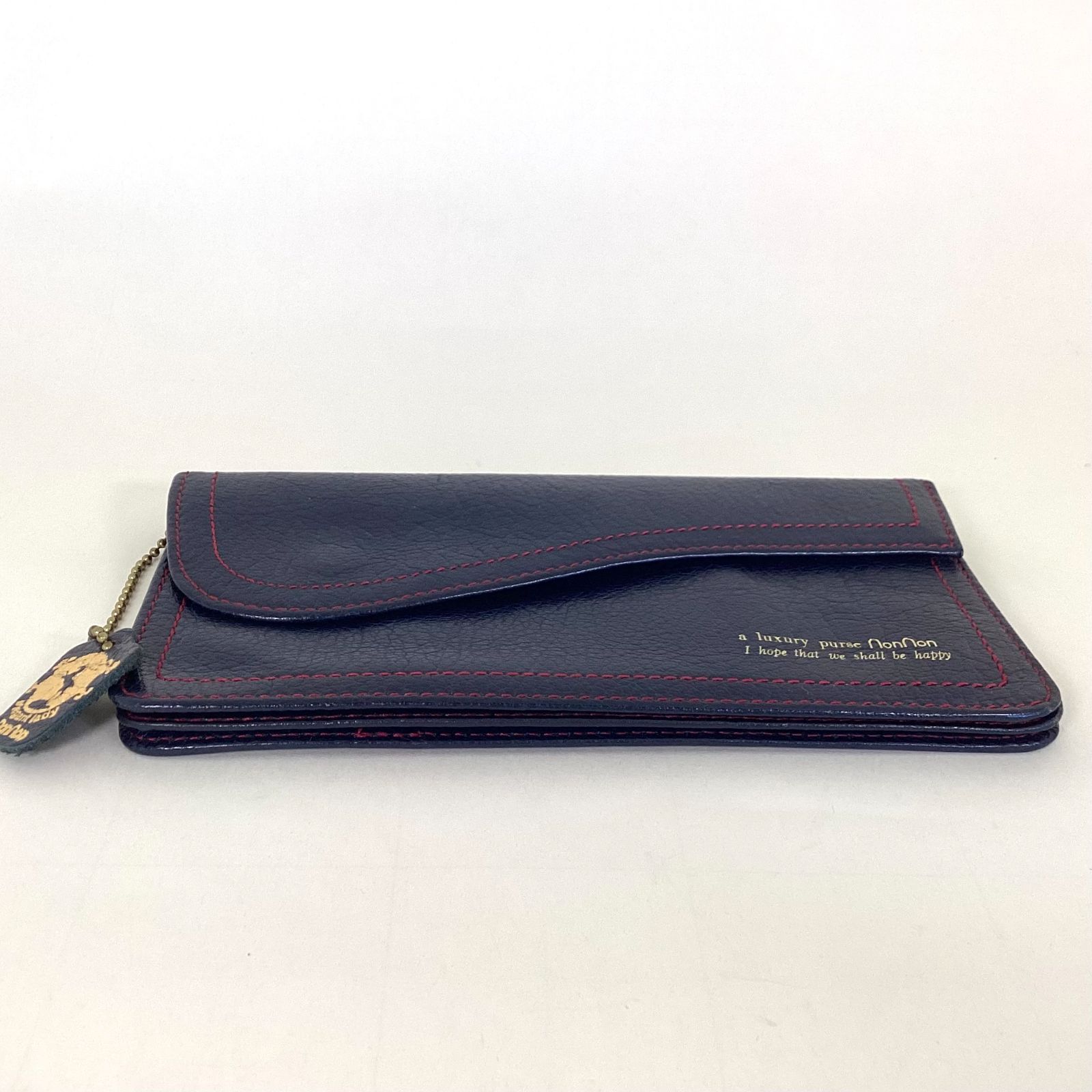 nonnon3 ノンノンシリーズ 本革シンプルパース 札入れ 長財布 ネイビー 