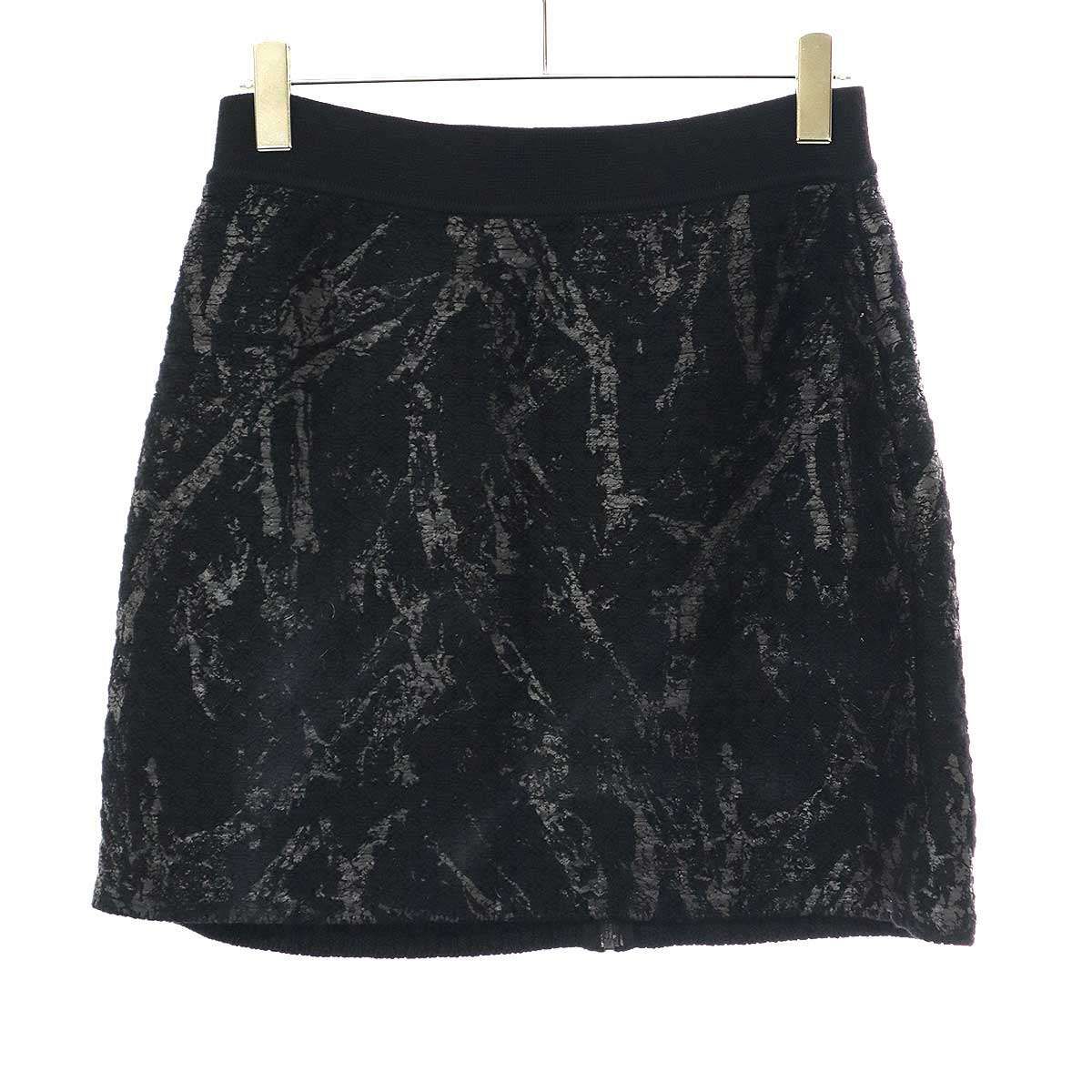 【良品】CHANELシャネルウールスカート　チャコールグレー Short skirt - カシミヤ & ウール ツイード、ブラック