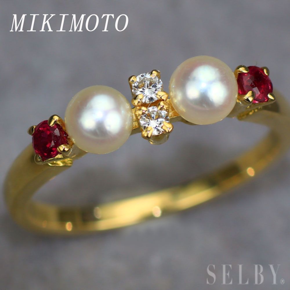 【新品同様】ミキモト　K18 ダイヤ　アコヤ　本真珠　パール　リング　指輪 MIKIMOTO - ミキモト アコヤ パール ダイヤ リング 8.2mmの通販