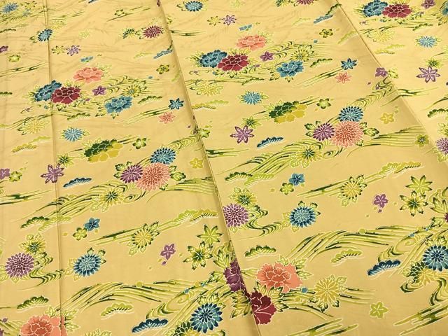 平和屋着物▽訪問着 単衣 紬地 草花文 正絹 逸品 AAAZ7155jh 平和