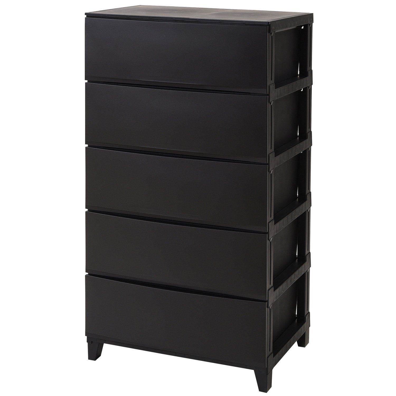 数量 組立かんたんRSD-S545YABK ネット ブラック すべり止めつき クローゼット収納 幅54×奥行42×高さ107cm ワイド 5段 チェスト サンカ