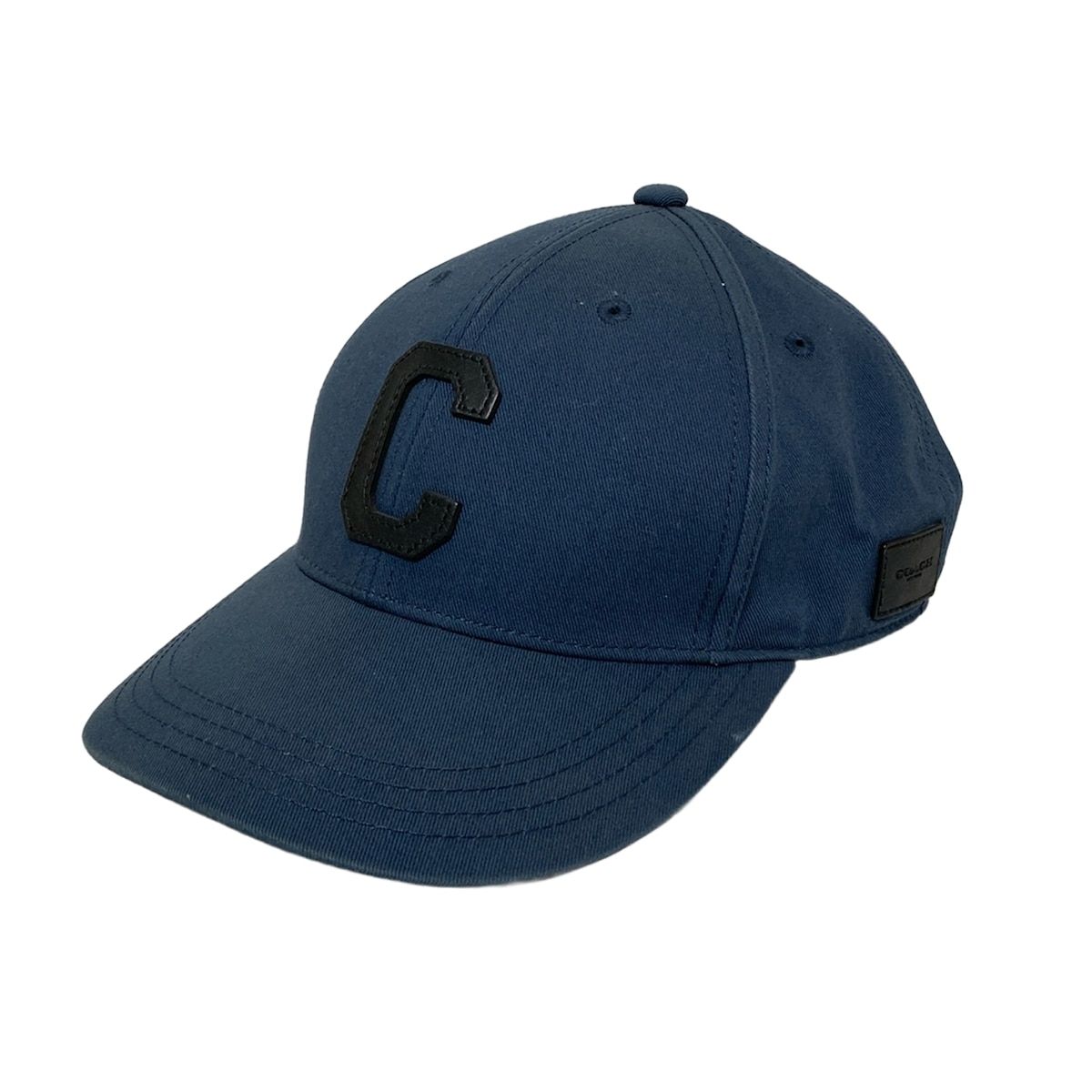 COACH コーチ キャップ - ネイビー×黒 コットン レザー