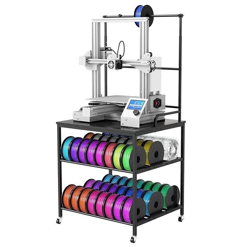 uyoyous 3Dプリンタ台 3Dプリンタラック サイドワゴン キャスター付き コピー機台 プリンター ワゴン 棚 3段 デスク下 収納 中棚 下棚 高さ調整 1