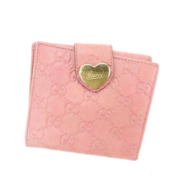 GUCCI グッチ ラブリーハートピンクゴールド 二つ折り財布 グッチ Wホック財布 二つ折り財布 ラブリーハート グッチシマ
