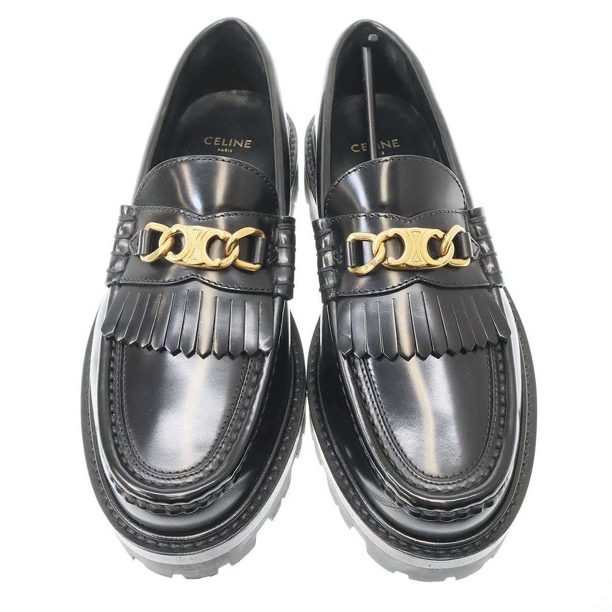 CELINE セリーヌ トリオンフチェーン付き マーガレット ローファー