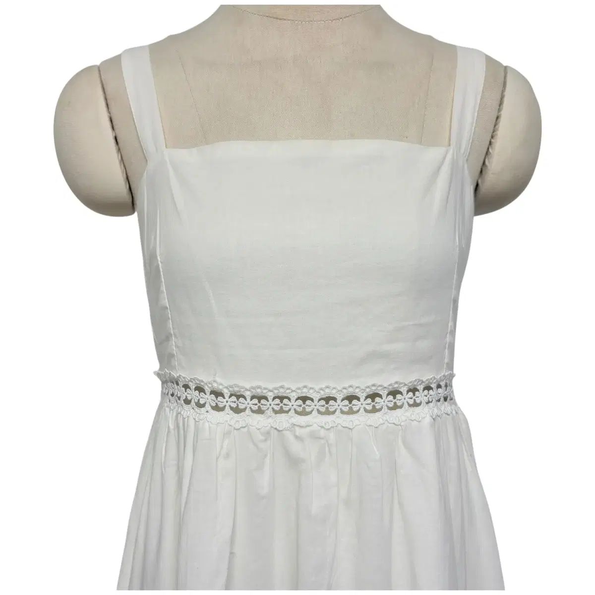 3533 白 レース 刺繡 マキシ キャミソールワンピース meilmada