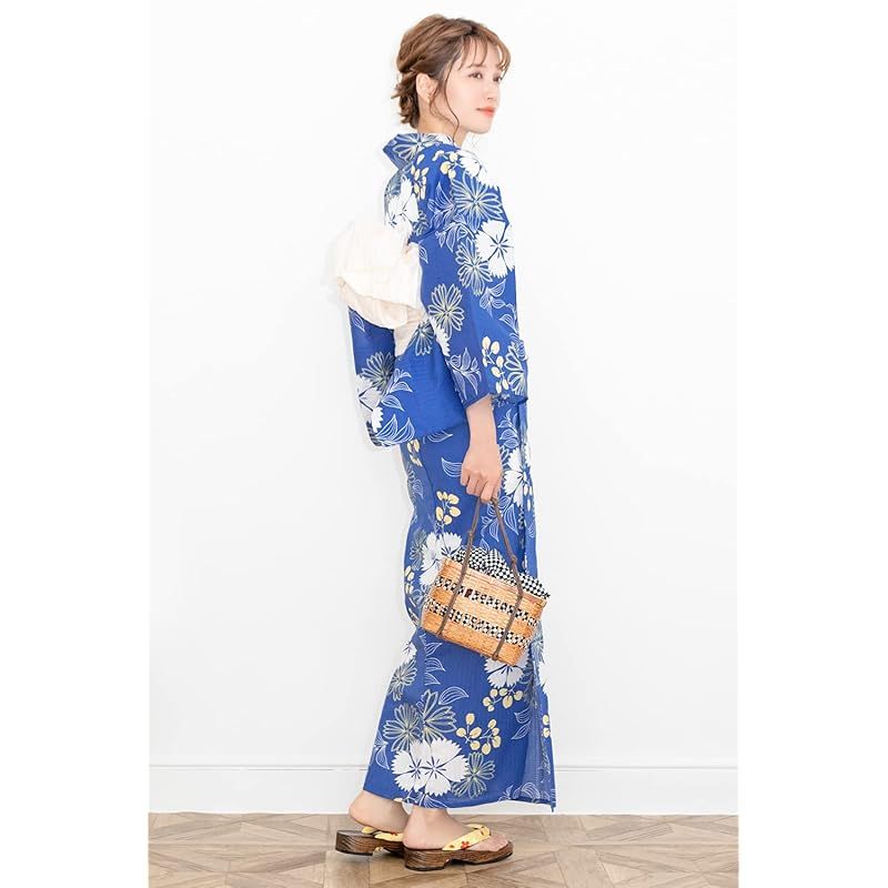 【新品未使用】和装6点セット　浴衣・草履・兵児帯・肌着・腰紐×2 KYOETSU 浴衣 1人で簡単着付け レディース 6点セット( + 帯 下駄