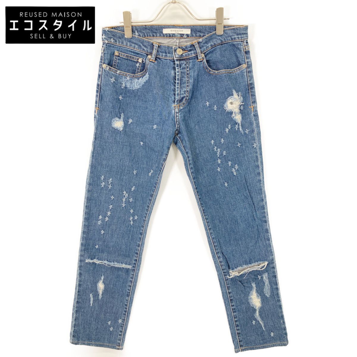 GIVENCHY ジバンシィ BM502D501L ブルー ダメージ加工 デニムパンツ 30