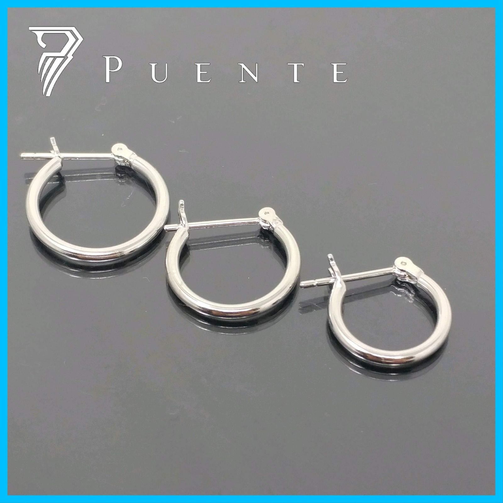 送料無料】Puente シルバー925 フープピアス 14mm シルバー