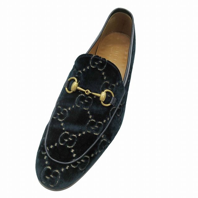美品 グッチ GUCCI ヨルダーン GGベルベット ホースビット ローファー 