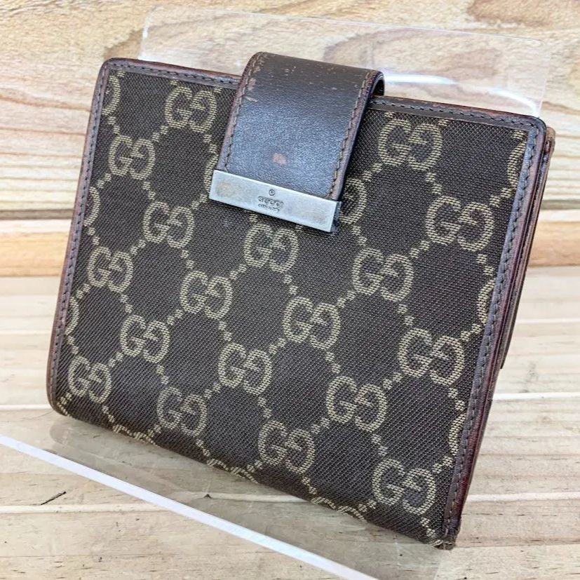 GUCCI グッチ GGキャンバス 二つ折り財布 ダブルホック 115090