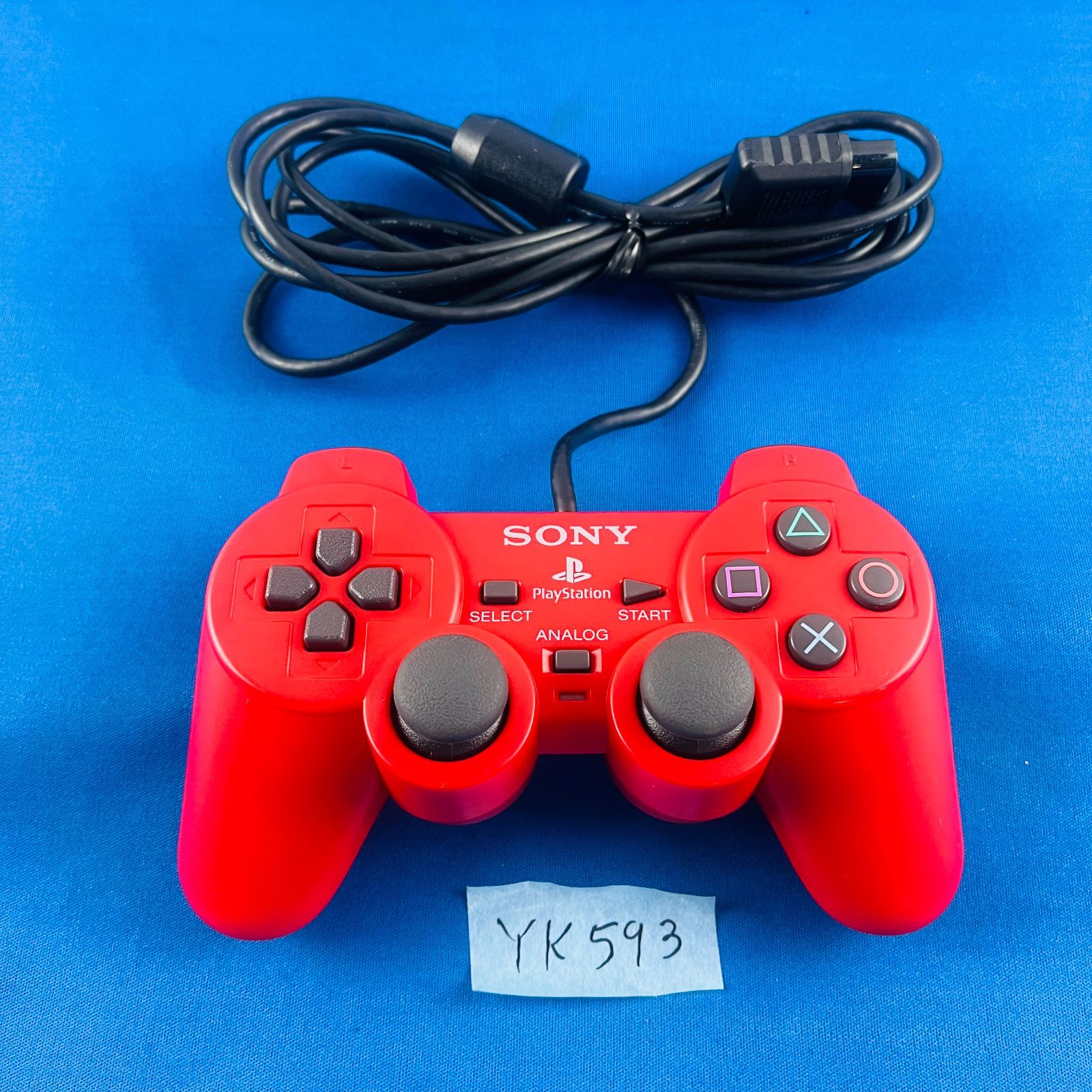 YK593 デュアルショック2 DUAL SHOCK2 アナログコントローラー ANALOG CONTROLLER シナバー レッド 単品 PS2 プレイステーション2 コントローラー SONY ソニー