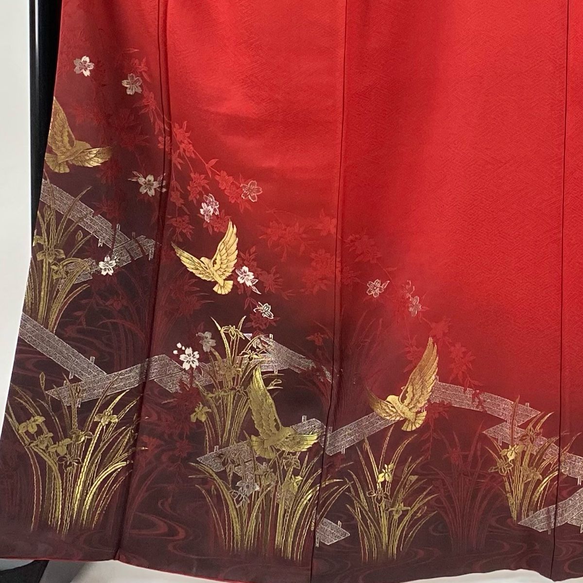 振袖 身丈163.5cm 裄丈68cm L 袷 斉藤三才 落款 鳥 桜 刺繍 金