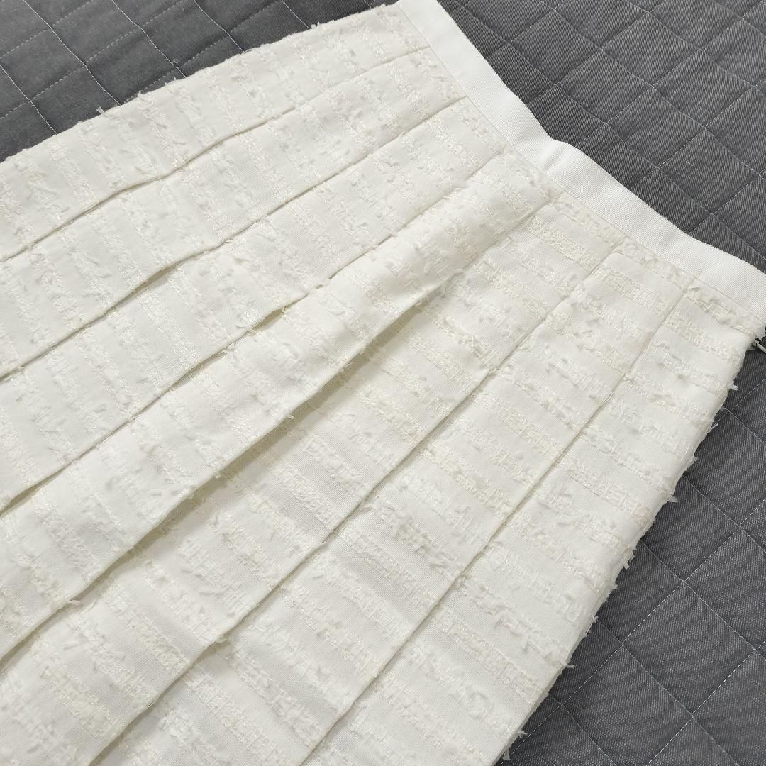 leur logette ルールロジェット ツイード 太プリーツ タックスカート 白 ホワイト サイズ1 S M