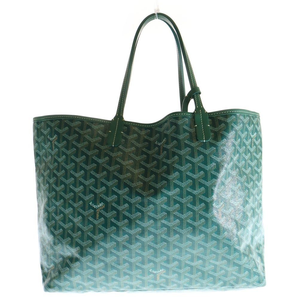 GOYARD ゴヤール サンルイPM PVC コーティングキャンバス ポーチ付 レザー ハンド トートバッグ グリーン