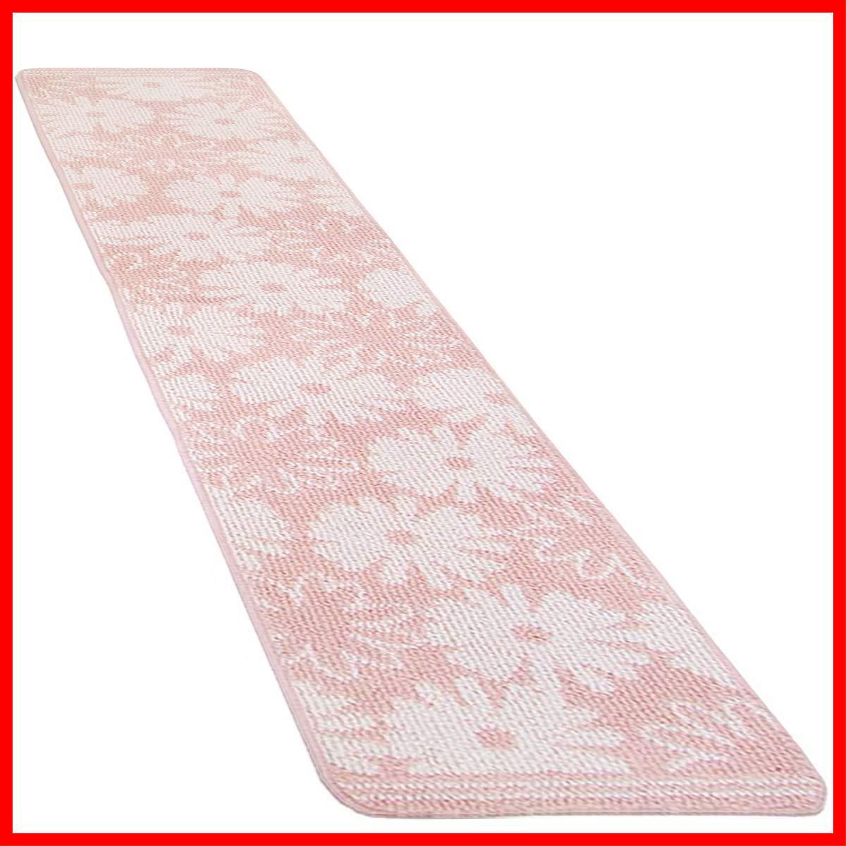 【人気商品】オカ(OKA) シュクレ キッチンマット 約45cm×240cm ピンク(すべり止め 洗える) 4548622638158