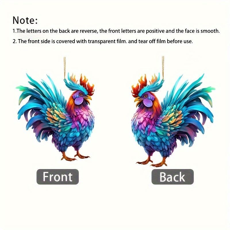 キーホルダー にわとり 虹色 可愛い 2D アクリル 8cm 派手な鶏 カー