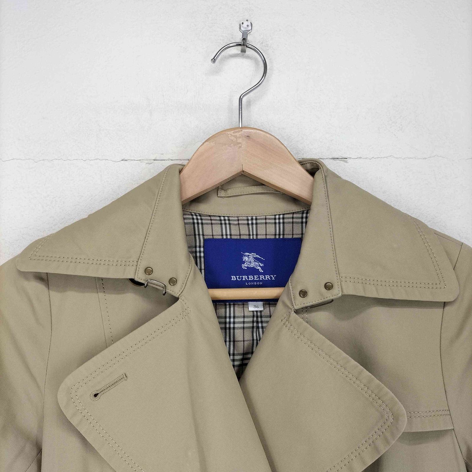 バーバリーブルーレーベル BURBERRY BLUE LABEL 裏地ノバチェック柄 ベルト付き トレンチコート レディース 36 SIROKUMA-CORPORATION_COM