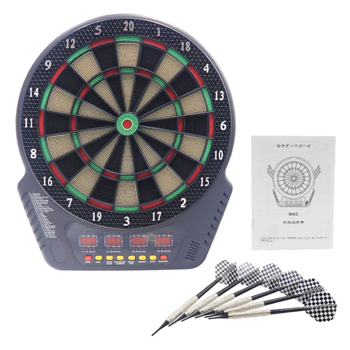 本格 ダーツボード セット 1台で27種類のゲーム 矢6本付き DARTS 練習 対戦 初心者セット クリスマスプレゼント 男性 電子ダーツ ダーツボード