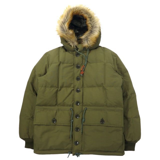 SUGAR CANE ( 東洋エンタープライズ ) フーデッド ダウンジャケット M カーキ コットン ナイロン ドローコード カラコラムダウン COTTON / NYLON HOODED DOWN JACKET SC13361