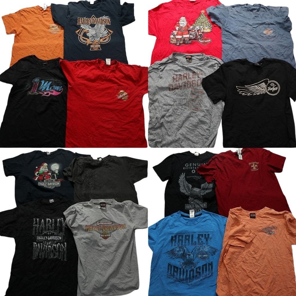 古着卸 まとめ売り ハーレーダビッドソン 半袖Tシャツ 16枚セット (メンズ M /L /XL ) イーグル ワンポイント 胸ポケット 中古 古着 MZ0211