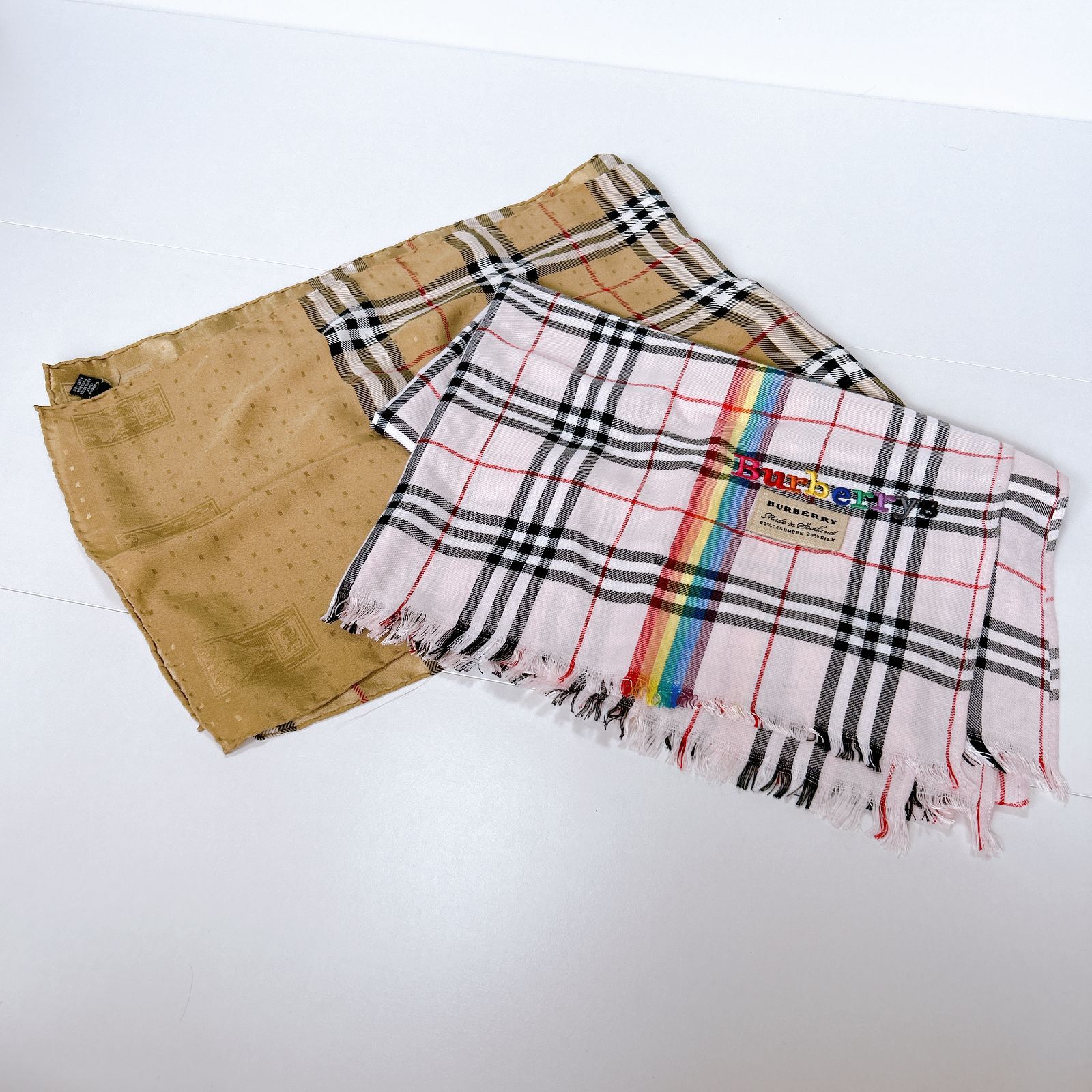 Burberry バーバリー ストール スカーフ 2点まとめ ブラウン ピンク 管理番号KKVURA3360