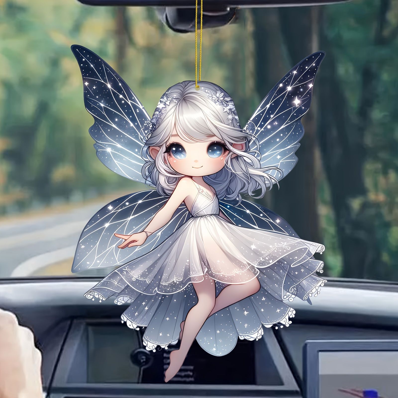 キーホルダー 女の子 天使 かわいい フェアリー 2D アクリル 8cm 羽の