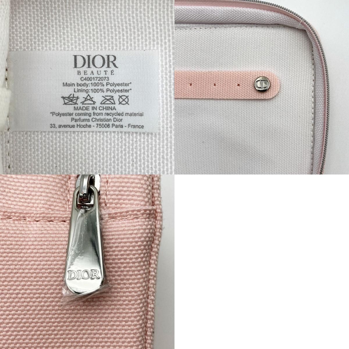 未使用品 Dior ディオール ノベルティ ポーチ バニティポーチ 小物入れ ピンク キャンバス レディース C400172073 美品 USED