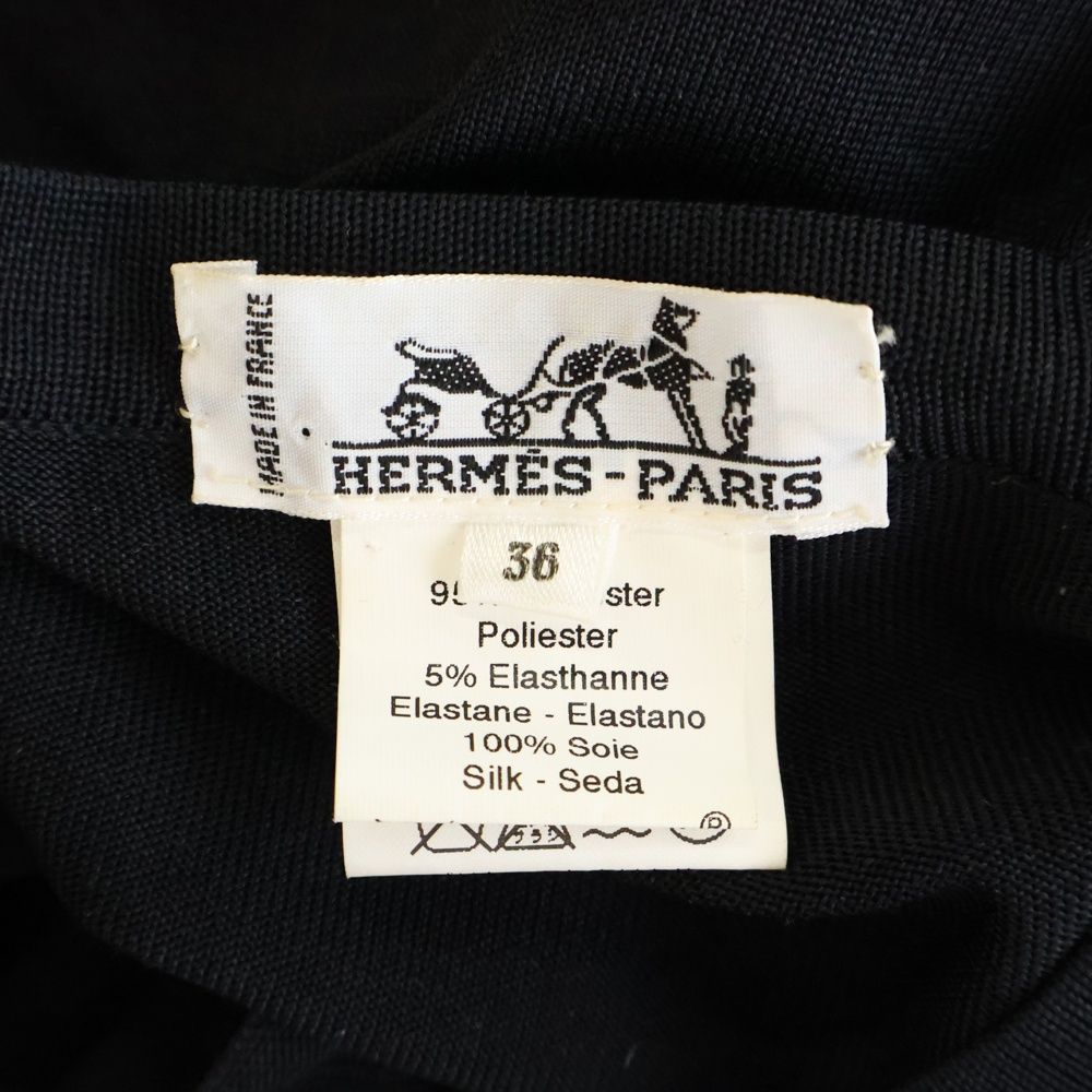 HERMES (エルメス) ヴィンテージ 異素材切替 シルク クルーネック