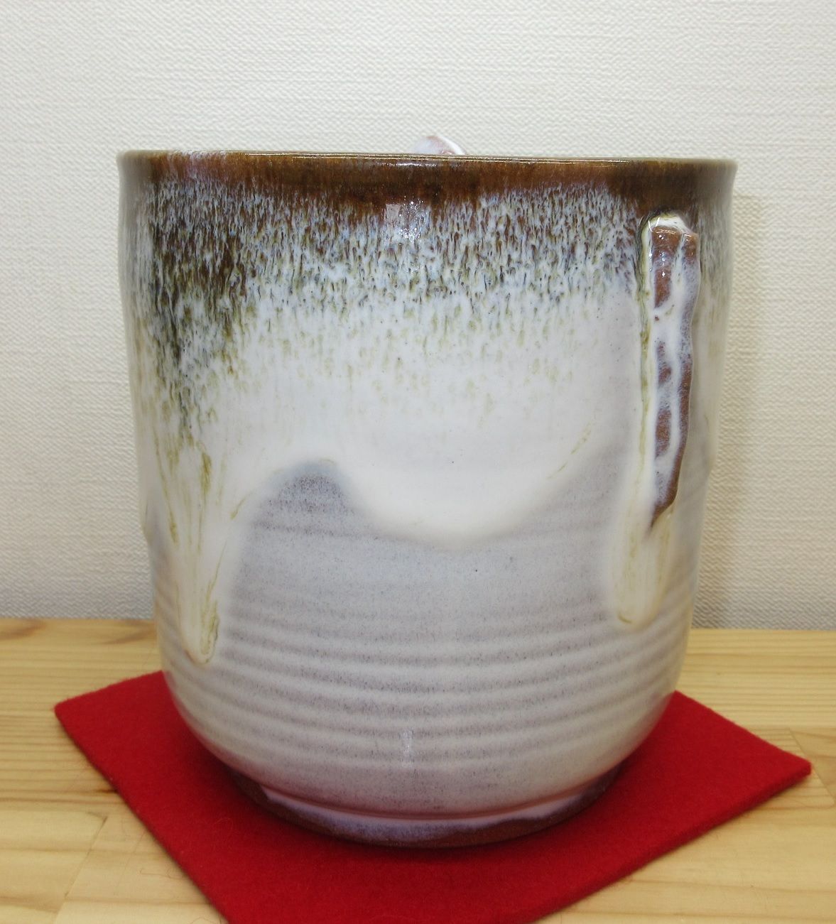 逢絢亭 茶道具 水指 京焼 朝鮮唐津釉 耳付き 中村与平 紙箱入り