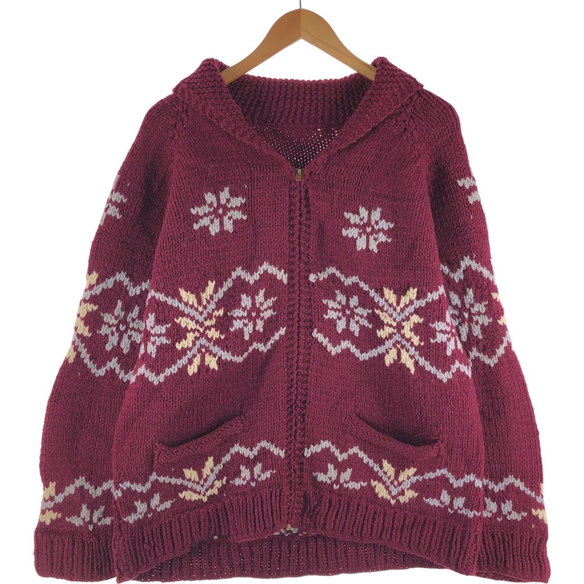 古着 60年代 UNKNOWN 総柄 カウチンセーター メンズL相当 ヴィンテージ/evb008129