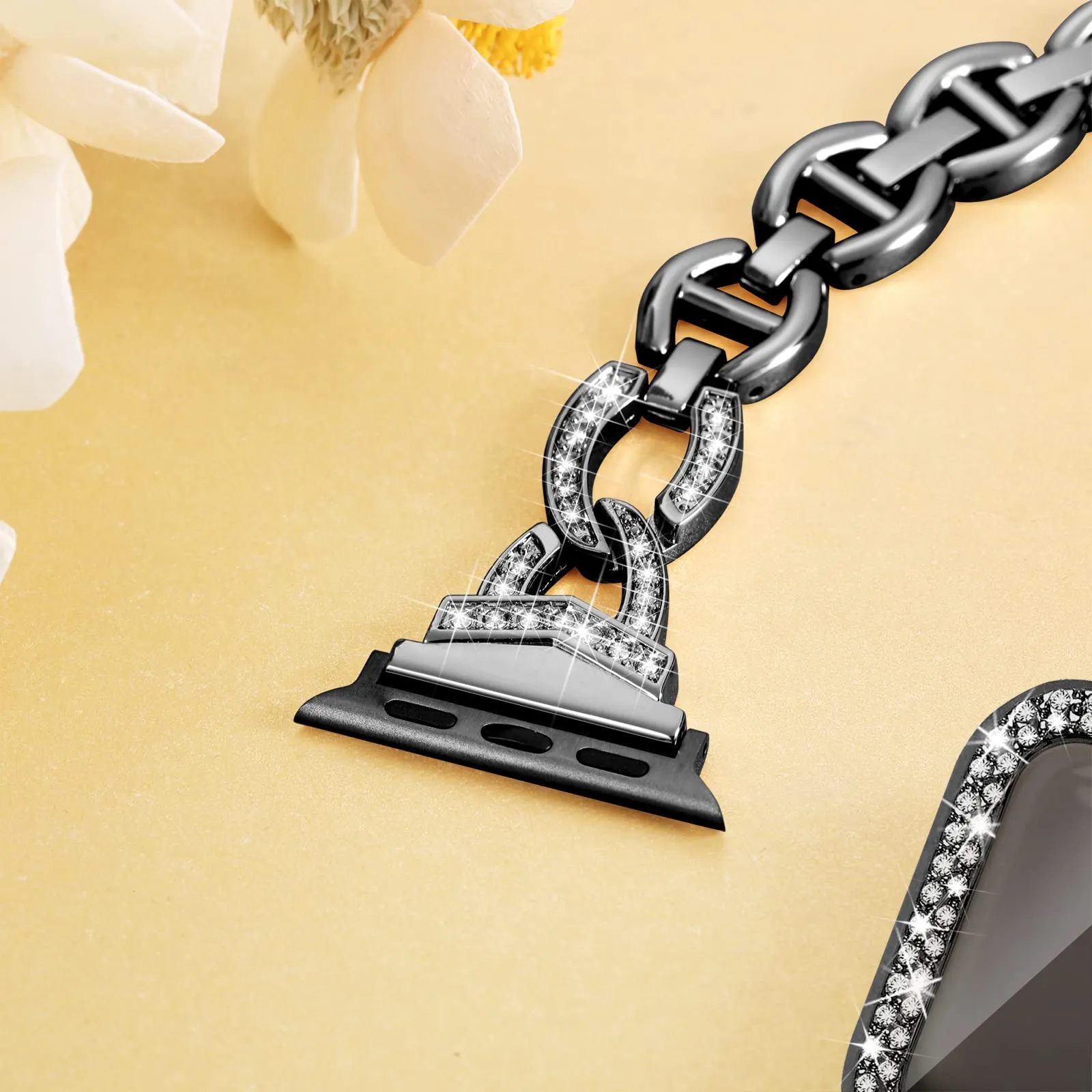 人気商品】ダイヤモンドラインストーン AppleWatchケース付き バンド