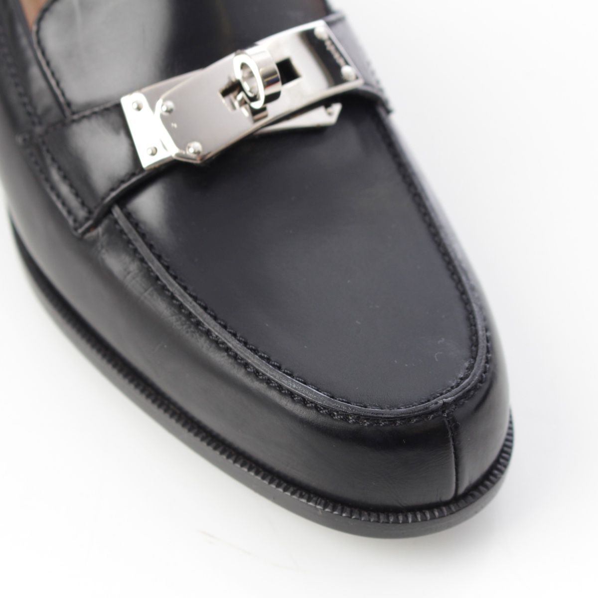 エルメス　HERMES ケリー ローファー ブラック パンプス シルバー金具 エルメス HERMES ケリー ローファー ブラック パンプス シルバー