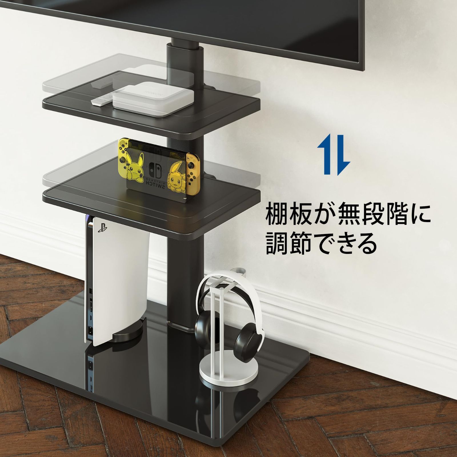 ラック回転可能 棚付き テレビスタンド ラック回転可能 棚付き テレビスタンド