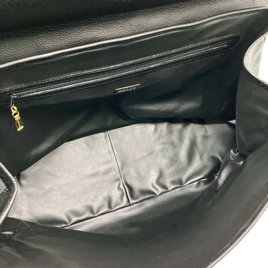美品 2146 BALLY ボストンバッグ シボ革 鍵 ゴールド金具 黒 大