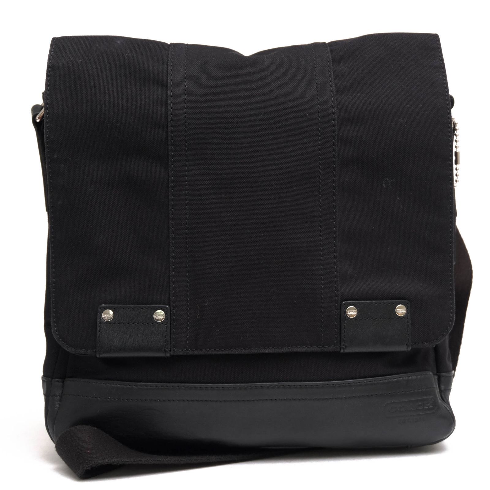 【SALE，送料無料】 コーチ／COACH バッグ ショルダーバッグ 鞄 メンズ 男性 男性用コットン 綿 キャンバス レザー 革 ブラック 黒  F70458 カムデン キャンバス マップバッグ メッセンジャーバッグ ウォッシュ加工 その他