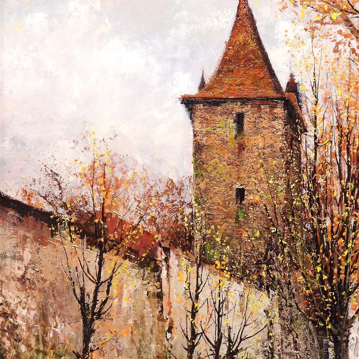 武本春根 秋想 ローテンブルグ 油彩12号 風景画 原画 油絵 絵画 真作保証 武本春根 秋想 ローテンブルグ 油彩12号 風景画 ドイツ 外国