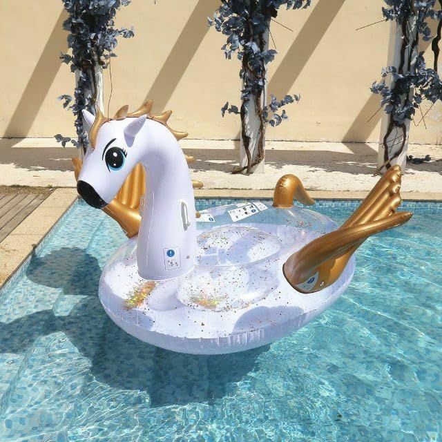 Russel 大きい スパンコール ゴールドペガサス フロート 大人用 浮輪 浮き輪 羽 巨大 海水浴 プール 水遊び 特大サイズ ボート レジャー ゴールド ユニコーン インスタ映え