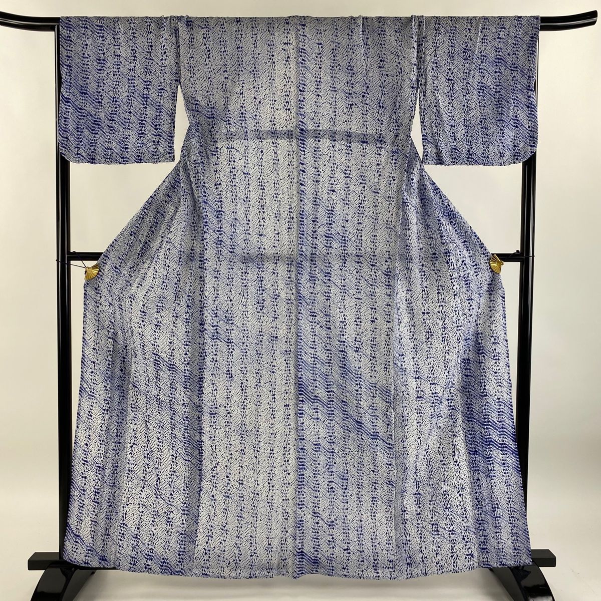 □最高級しじら織浴衣 七宝紺□反物染め抜きの抜染□着物着用可