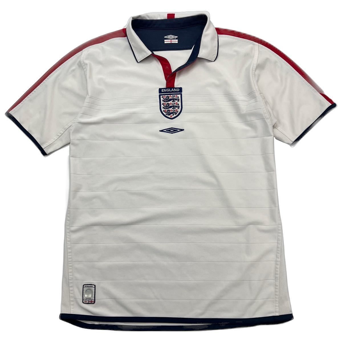 umbro イングランド 2003|2005 ユニフォーム 半袖 Tシャツ ゲームシャツ ホワイト M サッカー スポーツ 人気 古着 アンブロ FF136