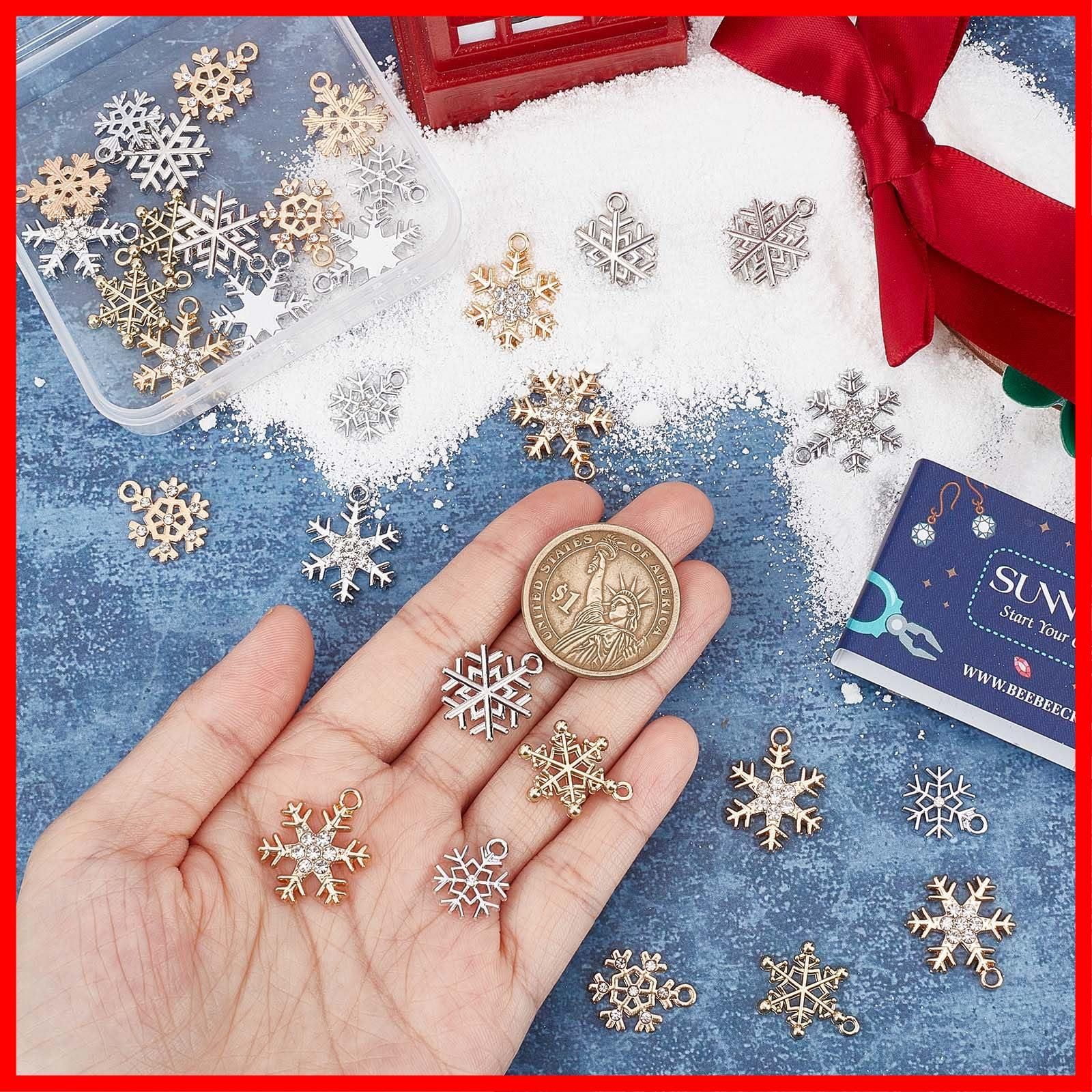 SUNNYCLUE 36個6種 クリスマス チャーム 雪の結晶 チャーム 雪の華 