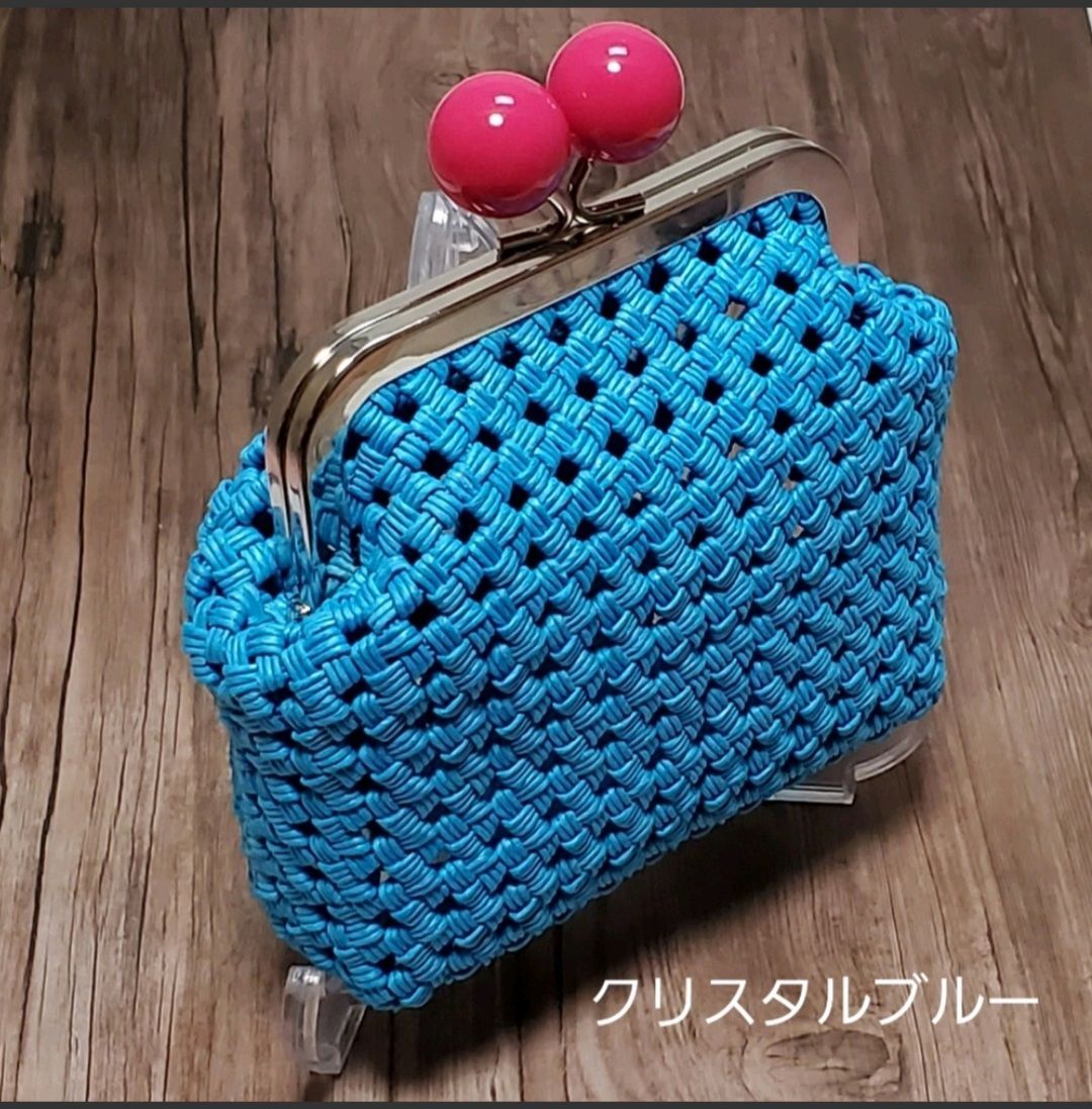🍬あめ玉口金のがま口ポーチ🍬【無地】クラフトバンド 小物入れ