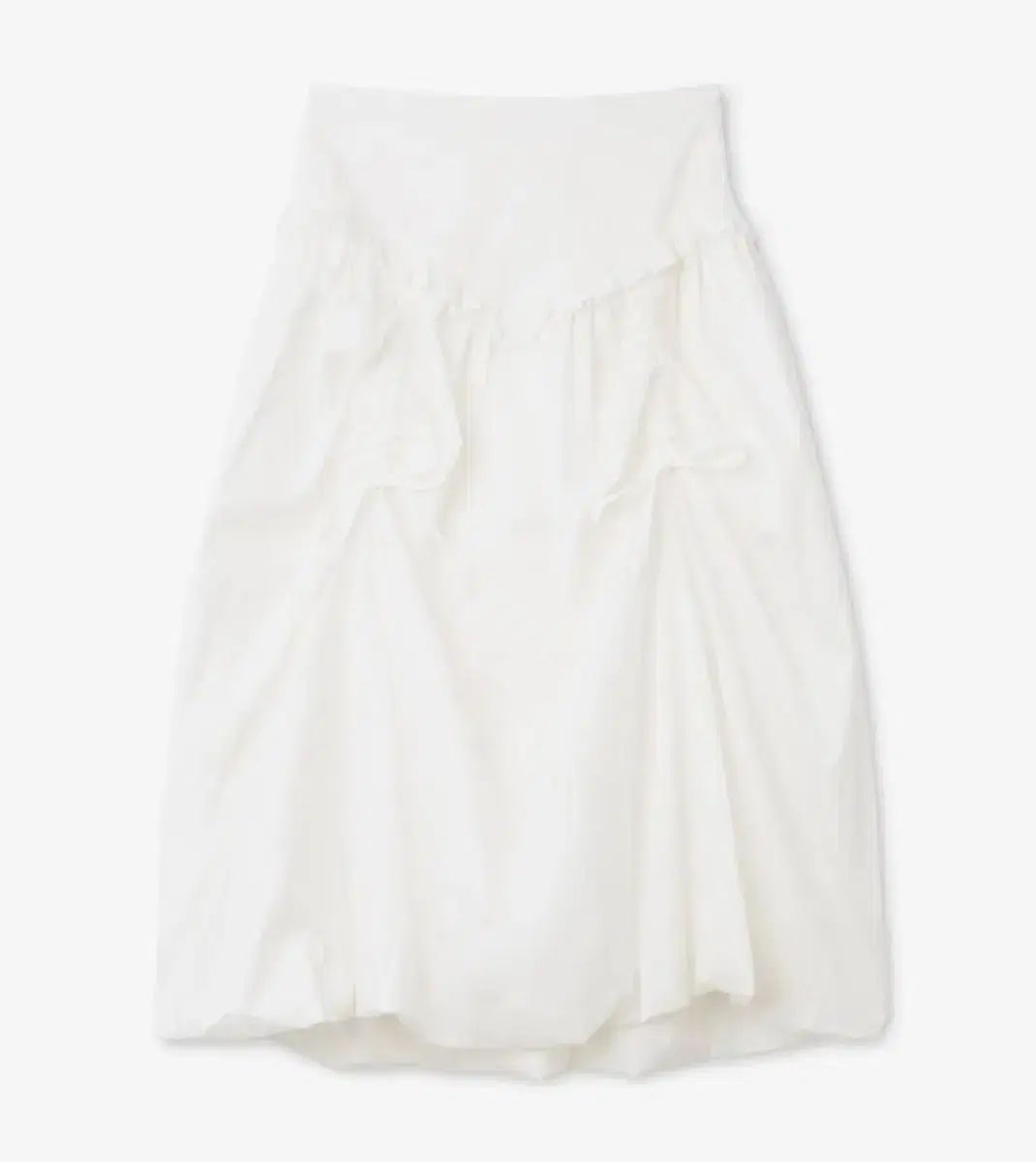 ミローマン バルーン シャーリング マキシ スカート 白
