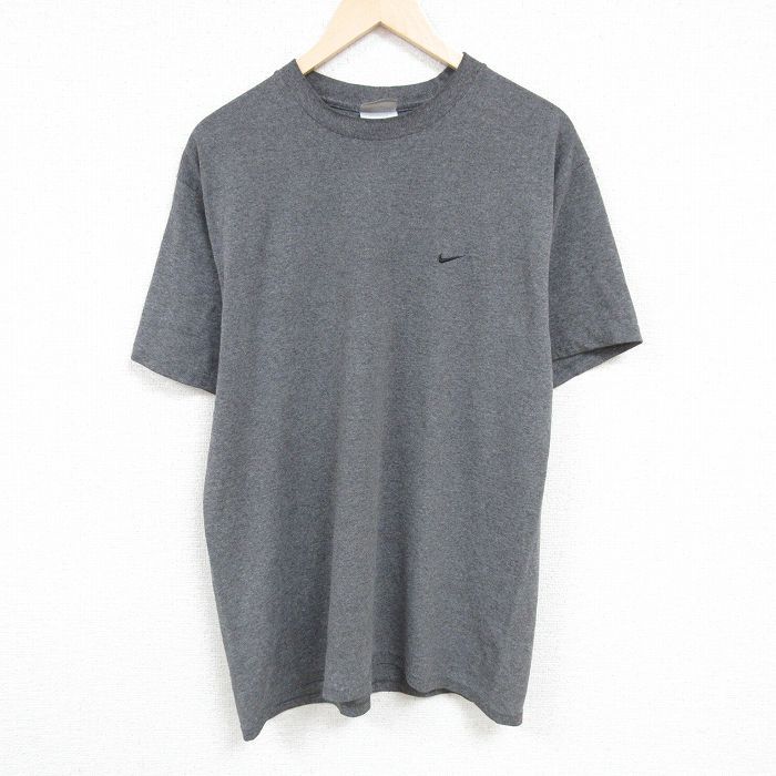 XL/古着 ナイキ NIKE 半袖 ビンテージ ブランド Tシャツ メンズ 90s ワンポイントロゴ クルーネック グレー 霜降り 24mar19 中古