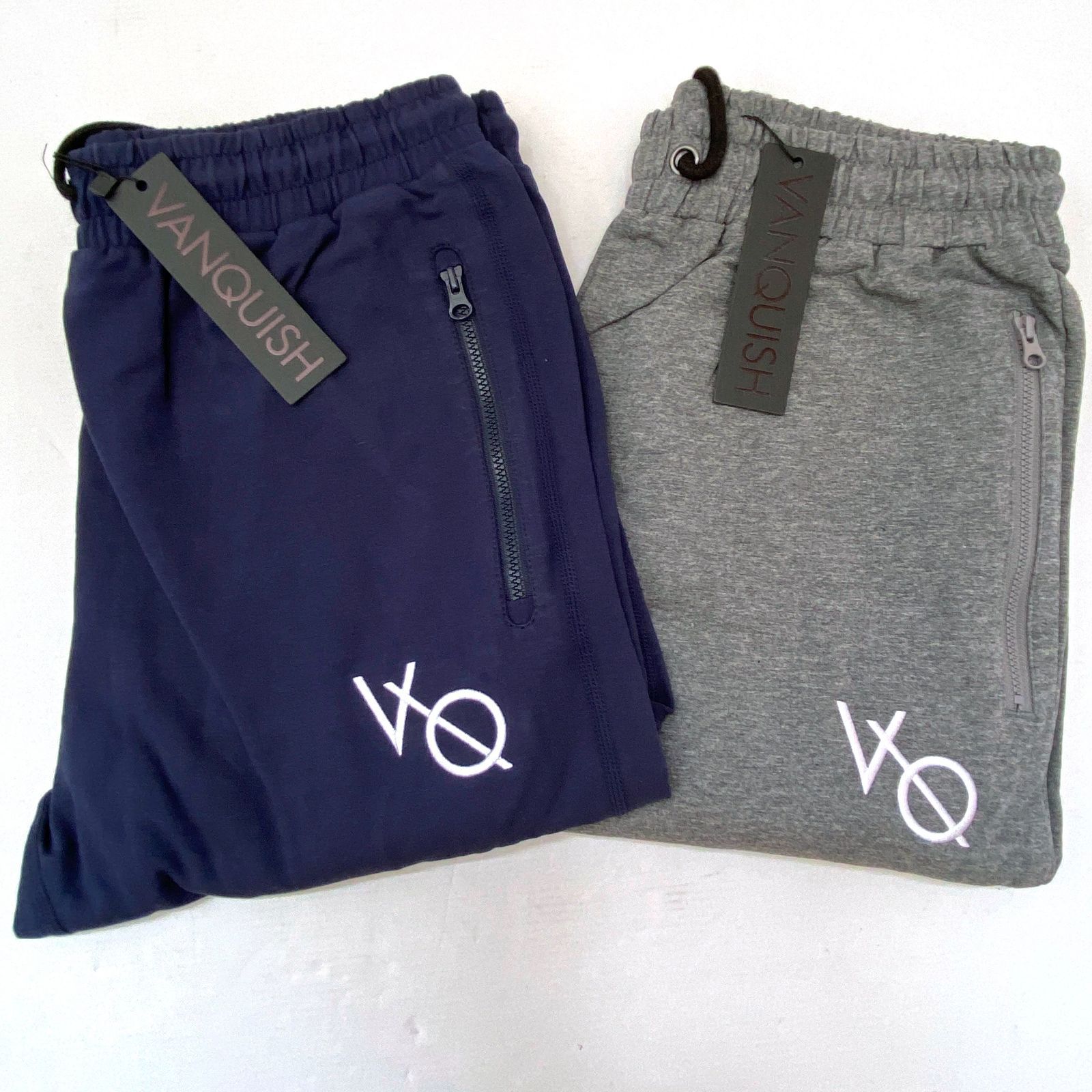 03m1059【タグ付美品2着セット】VANQUISH FITNESS ヴァンキッシュ フィットネス ECLIPSE TAPERED SWEATPANTS テーパードスウェットパンツ Lサイズ ネイビー/グレー メンズ 筋トレ ジム  スポーツウェア イギ