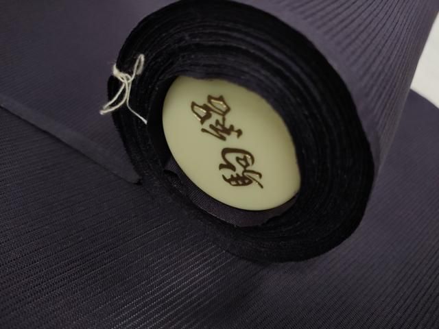 平和屋着物▽夏物 紋付き 黒反物 着尺 駒絽 藍下草木染 神路