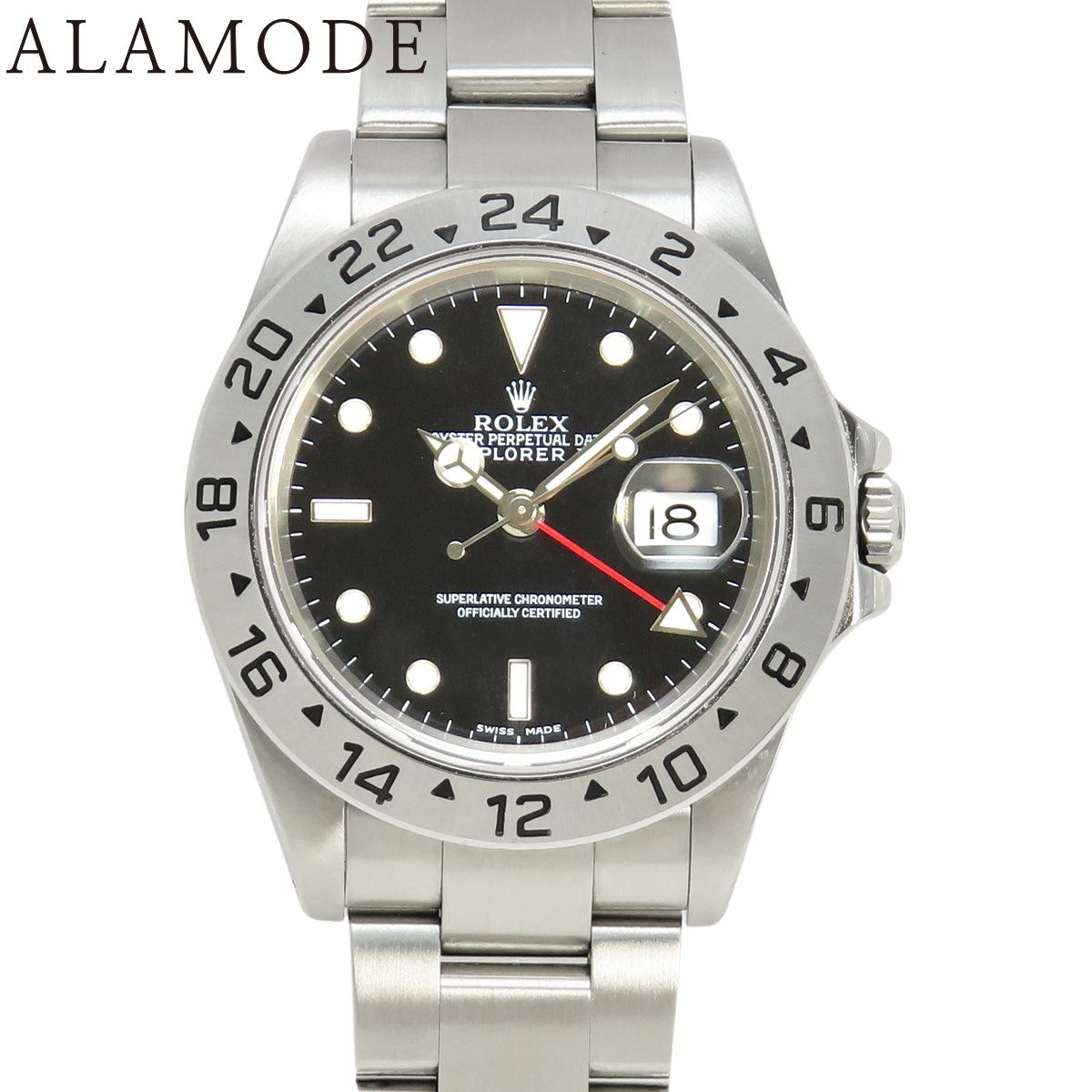 【保証書付】ロレックス 16570 エクスプローラー Ⅱ ステンレススチール SS K番(2001年) 自動巻き 腕時計 2002年1月購入 ブラック メンズ 41100061124【中古】【アラモード】