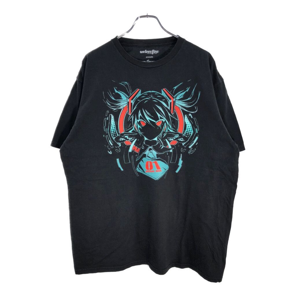 初音ミク 半袖Ｔシャツ キャラクター ブラック メンズ XL 古着 U1919